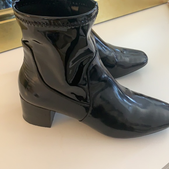 Aldo Black Patent Shiny Ankle Block Heel Booties - Picture 4 of 8